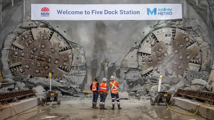 Maszyny TBM po dotarciu na stacje metra Five Dock Station. Fot. Sydney Metro